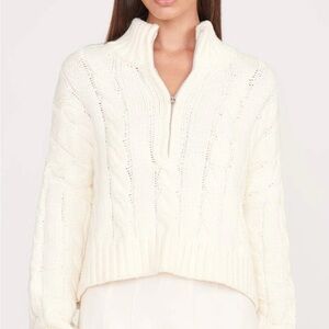 STAUD CROPPED HAMPTON SWEATER IVORY. Size Medium